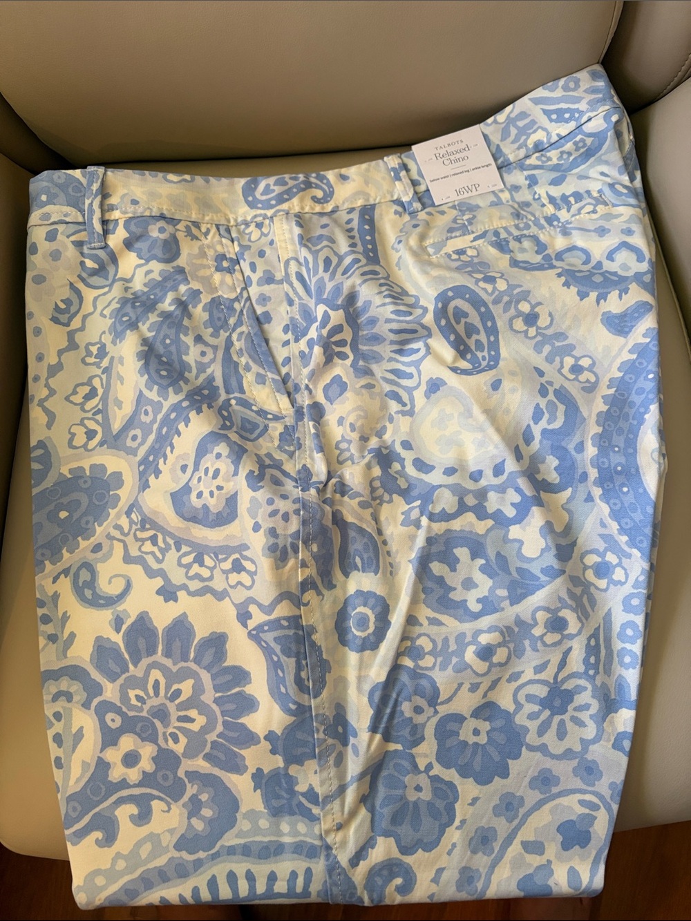 Talbots Blue and White Paisley Print Pants